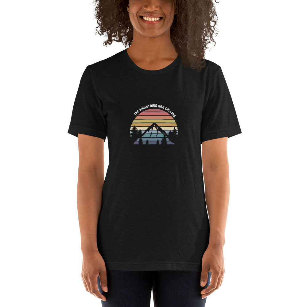 WOMENS THE MOUNTAINS ARE CALLING, POLYESTER AND COTTON TEE