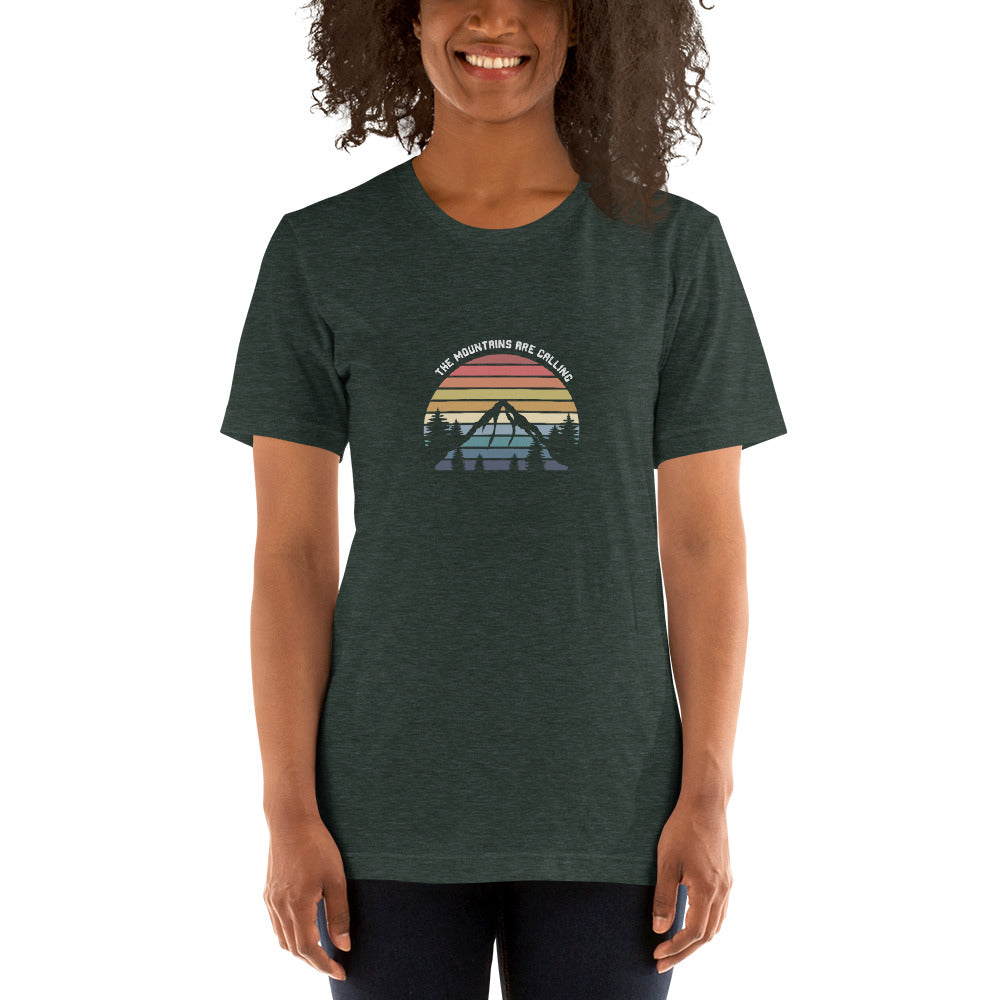 WOMENS THE MOUNTAINS ARE CALLING, POLYESTER AND COTTON TEE