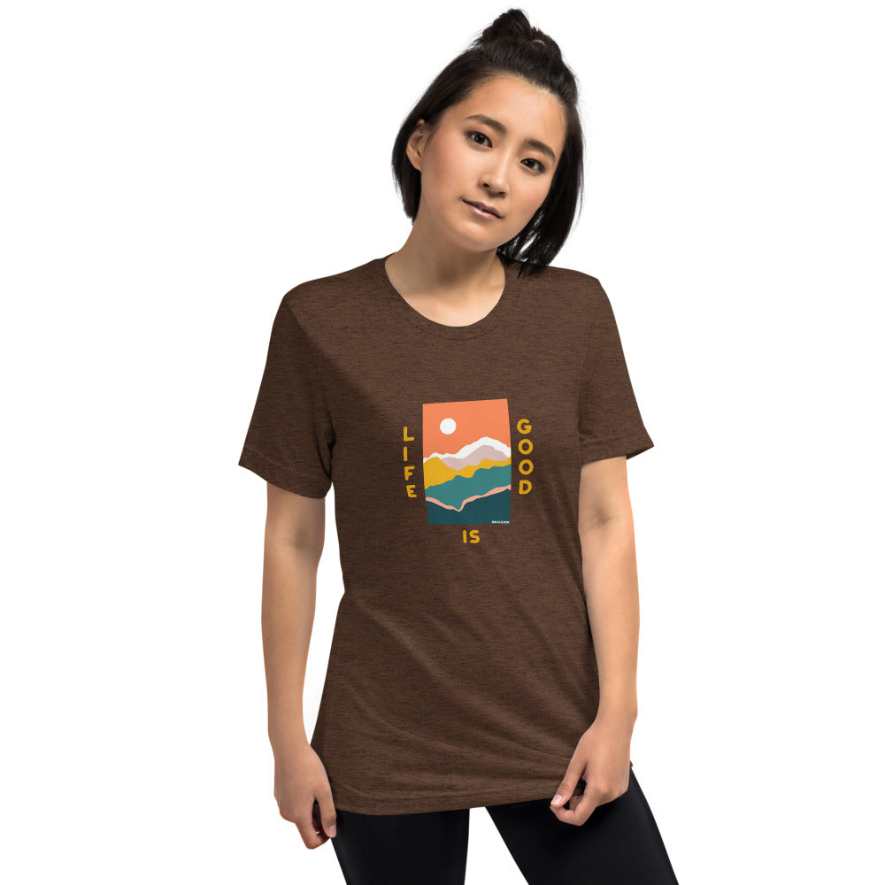 WOMEN'S SHORT SLEEVE TEE, TRI BLEND LIFE IS GOOD