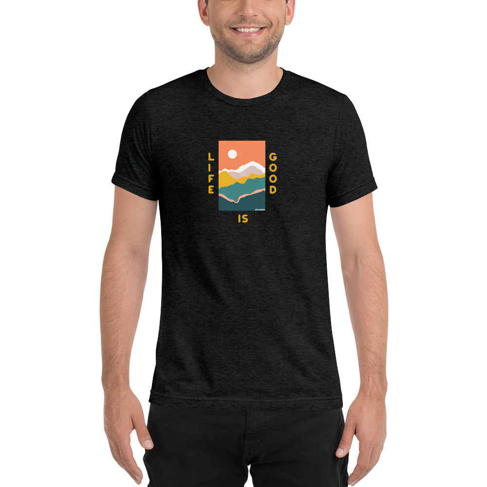 MEN'S SHORT SLEEVE TEE, TRI-BLEND LIFE IS GOOD TE
