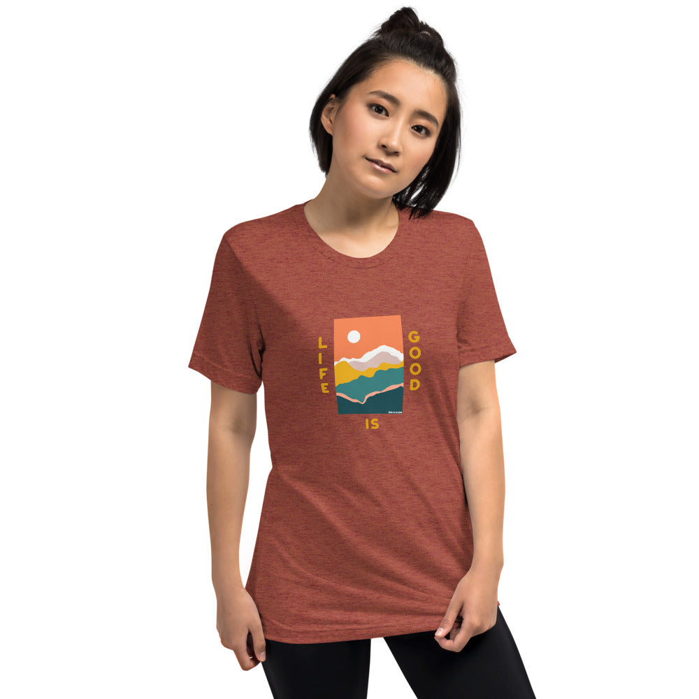 WOMEN'S SHORT SLEEVE TEE, TRI BLEND LIFE IS GOOD