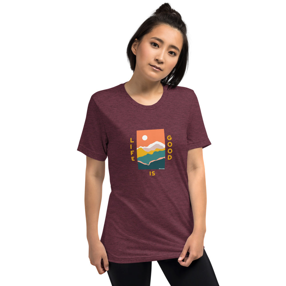 WOMEN'S SHORT SLEEVE TEE, TRI BLEND LIFE IS GOOD